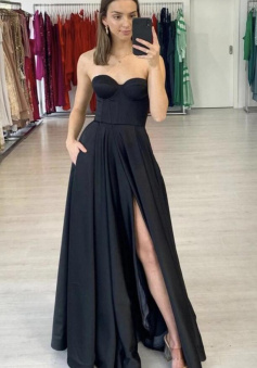 A Line Sweetheart Floor Length Evening Dresses