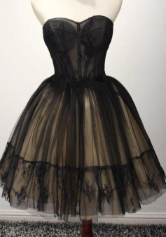 Sweetheart Cute Tulle Short Black homecoming dress