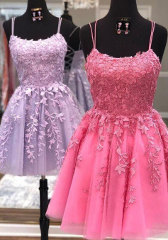 A line short lace prom dresses 2023
