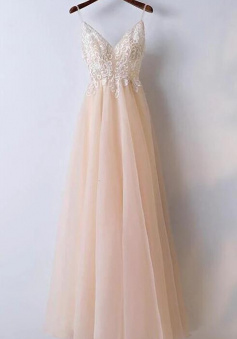 Spaghetti Straps A line Tulle Prom Graduation Dress