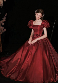 Princess Burgundy Disney inspired Long Prom Dress