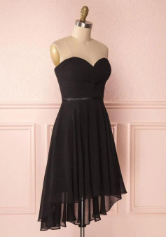 A Line Simple Sweetheart Chiffon Short Prom Dress