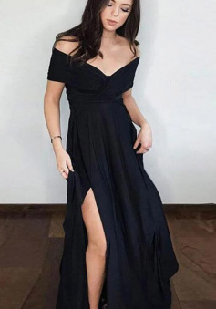 Sexy Off Shoulder Black Prom Dress For Teens