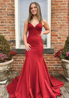 Simple Fitted Stain Prom Dress Formal Dress