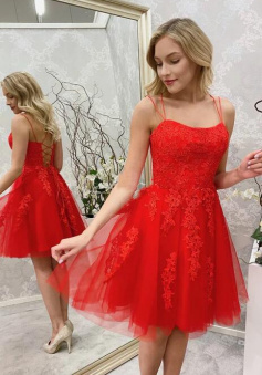 Spaghetti Strap 2022 Lace Homecoming Dress