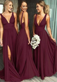 Chic Affordable Bridesmaid Dresses With Slit For Wedding