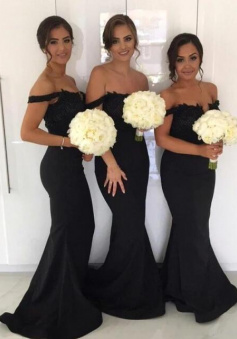 Mermaid Off Shoulder Chiffon Bridesmaid Dress With Lace