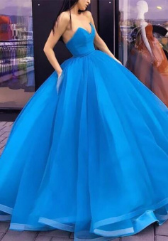Charming Ball Gown Sweetheart Blue Prom Dress