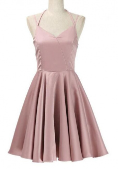 A Line Pearl Pink Straps Short Prom Dresses