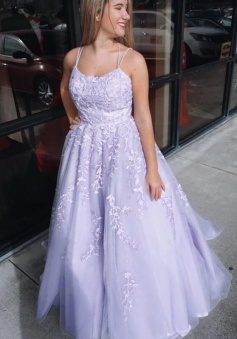 Fashion pretty ball gown lilac long prom dresses