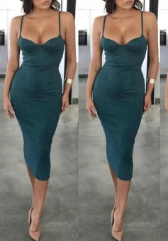 Elegant Spaghett Strap Patchwork Bodycon Dress