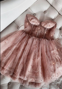 Princess short blush pink party dress