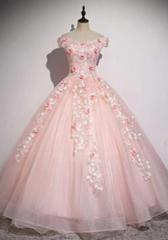 Vintage Pink Lace Ball Gown Quinceanera Dress For Girls
