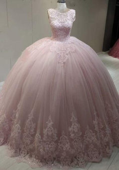 Vintage light pink ball gown quinceanera dresses