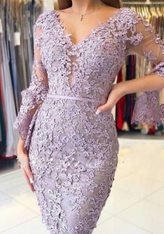 Elegent Purple Lace Homecoming Dress