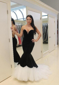 Mermaid Black Sweetheart Tulle Evening Dress