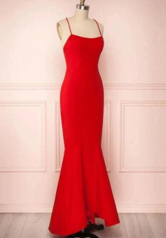 Sexy Red Cross Back Evening Dress