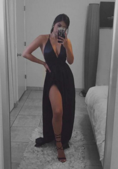 Sexy Halter Black Prom Dress With Slit