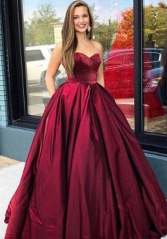 Princess Sweetheart Wine Red Stain Prom Dress Sweet 16 Dress