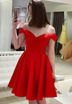 Off The Shoulder Red Homecoming Dress 2022 Short Prom Dress