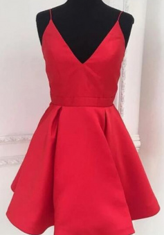 Simple V Neck Short Homecoming Dress