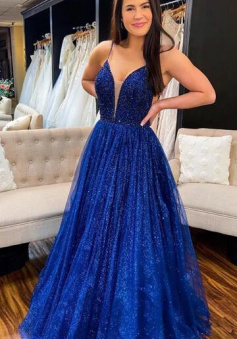 Sparkling Royal Blue Prom Dress Formal Dress 2023