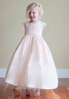 New Arrival Princess Scoop Ankle-Length Satin Flowergirl Dress