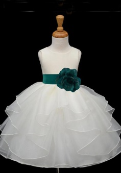 Simple Scoop Ball Gown Organza Sash Flower Girl Dress