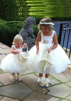 Modern Ball Gown Square Neck Sash Tulle Flower Girl Dress