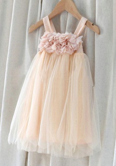 A-line Spaghetti Straps Tulle Flower Girl Dress