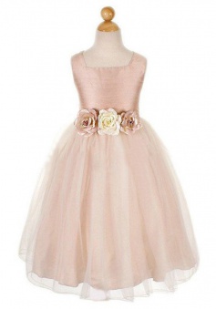 Simple A-line Square Tulle Flowers Sleeveless Flower Girl Dress