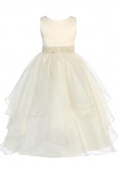 Girls Chic Baby Asymmetric Ruffles Satin Organza Flower Girl Dress FGD-81305