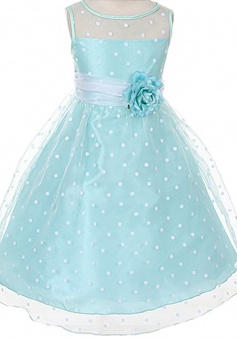 A-line Kids Dream Girls Organza Polka Dot Special Occasion Dress/Flower Girl Dress FGD-81310