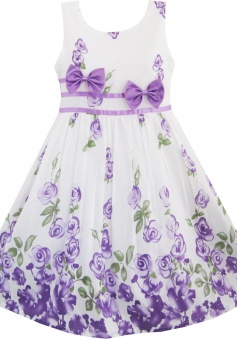 Sunny Fashion Girls Dress Purple Rose Flower Double Bow Tie Party Sundress FGD-81311