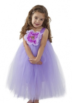 A-line Purple Satin Straps Tulle Flower Girl Dress with Flower FGD-81312