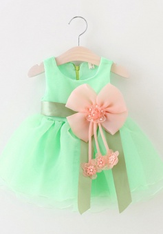 Cute Jewel Sleeveless Short Mint/Blue Organza Flower Girl Dress with Flower Pearls