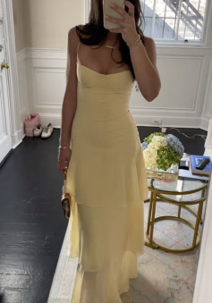 Yellow Fashion Long Prom Dress Evening Party Dresses 