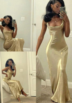 black girl gold backless evening dresses, prom dresses, sexy evening dresses       
