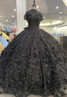 Black quinceañera dress Ball Gown Prom Dresses Evening Gown   