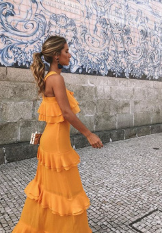 Popular Floor Length Prom Dress New Fashion Tiered Evening Dress    