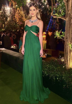 Green long prom dress,chic evening prom gown      