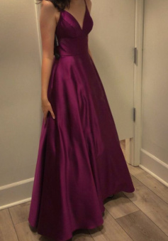 Satin Spaghetti Straps Elegant Long Evening Gown Women Sexy Prom Dresses    