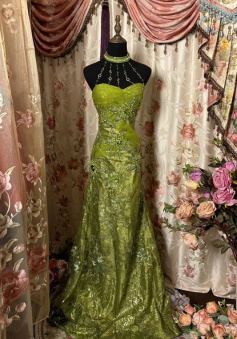 Green Mermaid Long Prom Dress,Long Evening Gowns          