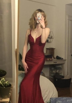 Beauty V Neck Evening Party Dress        