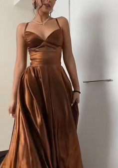 Brown prom dresses long evening dress  