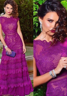 Elegant purple prom dress,long evening dresses    