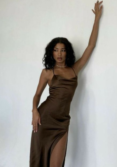 Brown long evening dress Sexy Prom Dress  