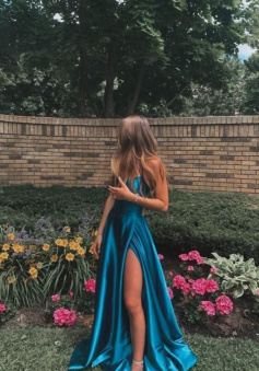 A-Line Simple Stunning Long Prom Dresses Formal Evening Gowns    