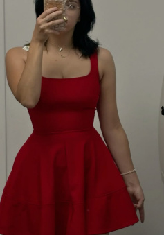 A Line Red Short Evening Dress Homecoming Dress Short Party Dress   