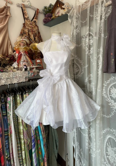 A Line White Birthday Outfit Short Evening Dress Vintage Short Party Dress Homecoming Dress 